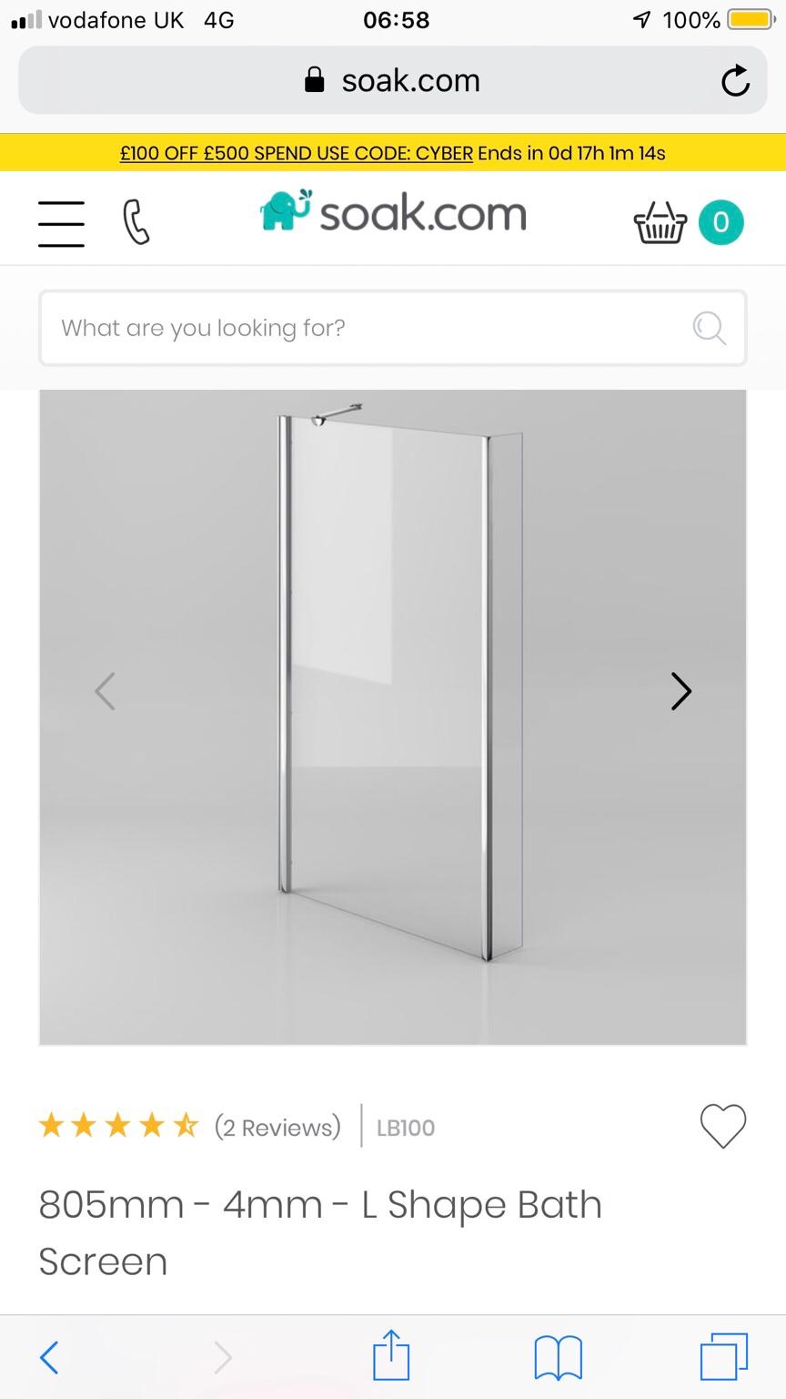 Scudo 830 X 1400mm L Shape Bath Screen | Bathroom Supplies Online - View #13