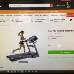 Sole F63 Running machine with large rubber mat for it to stand on. Extremely good working order. Selling due to downsizing.