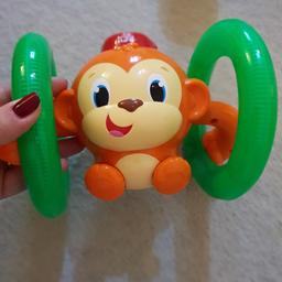 The bright starts roll & glow monkey rolls around the room with light-up wheels and music! . press the top of monkey's hat to get the fun started
15-22 retail price