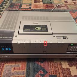 Sony Betamax videocassette recorder. This has been stored in the loft for a few years now. I don’t have any of the leads except the power lead. As you can see from the pictures the recorder powers up fine but I can’t test anything else.
Collection only as it is very heavy.