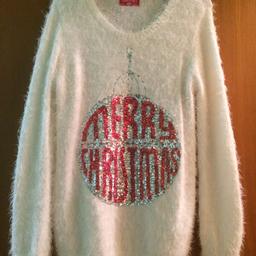 Gorgeous fluffy Christmas Jumper with sequinned bauble saying merry Christmas.. excellent condition.. worn once . Age 11-12
Collect Bolsover