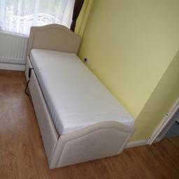 I HAVE FOR SALE ELECTRIC ADJUSTABLE SINGLE BED WITH MATTRESS IN VERY GOOD CONDITION. BED HAS SPECIAL MATTRESS SUITABLE FOR ELECTRIC BEDS, REMOTE CONTROL IS VERY EASY TO OPERATE. MATTRESS IS CLEAN WITH NO STAINS. COMING FROM PETS AND SMOKE FREE HOME. COLLECTION FROM NORTHALLERTON OR CAN DELIVER FOR FUEL COST