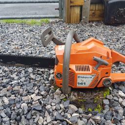 For sale is a nice husqvarna 141 chainsaw with new chain good origan bar the saw starts revs and
 idles and stops as it should chain break works as it should 
Thanks for looking any questions please away