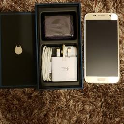 Samsung Galaxy S7 Mint condition boxed. No scratch or cracks. 
Unlocked to all networks 
Been in the case from day one.
Comes with 
Original headphones (never opened or used)
Original Samsung Fast charger
Original usb dongle
Original sim tray pin
Box etc.
You can call me on 07961986666 if i am unable to pick up please msg and i will get back can be collected from home in east london or work in Holborn London