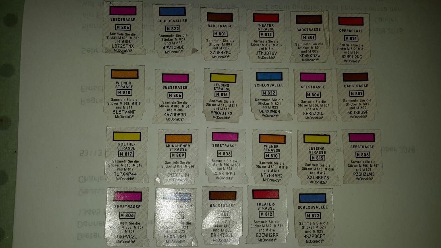 McDonalds Monopoly Straßen in 13465 Berlin für 1,00 € zum Verkauf Shpock DE