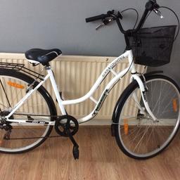 Town and country white ladies bike with basket on front excellent condition used 4 times make a nice xmas gift