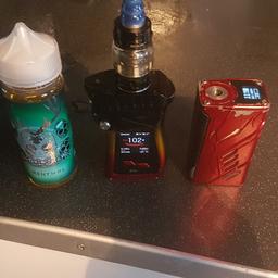 two mods 1 tank red one a bit batterd put work black one good condition just used red one as spare 100ml off menthol Nely full 6mg