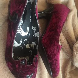Joe brown heels with cat design with black heel, cat material inside shoe, was £80, size 8