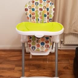 This amazing highchair is suitable from 6m+. It has a 3 position recline, 3 position adjustable tray and folds down really well for storage. It is also height adjustable so can be made lower so that when you're little one is slightly older they can also use it as a chair. The tray even clips on the back to store when not in use. It is in great used condition and I have priced it for a quick sale as is no longer needed and taking up space. Collection from Larkfield.