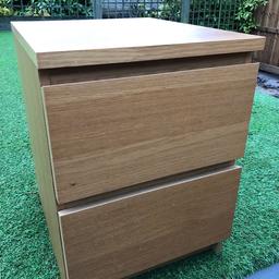 Ikea oak malm bedside cabinet, a few marks but otherwise good condition
