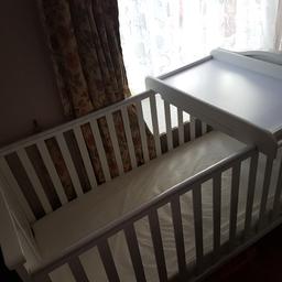 White baby cot bed from pet and smoke free home. Some screws are missing but easily can get from ebay.