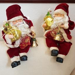 2 Santa's decorations. Not suitable for children. They have hollow material legs and can sit well on top of a sofa, as shown in above. Please see all photos.

**STRICTLY COLLECTION ONLY, so please ONLY offer if you can collect, many thanks**