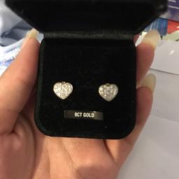 9ct gold heart diamond earrings new in in box