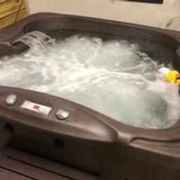 Model - Cascina hot tub 

Hot Tub Specification; 

Electrics - 13 Amp electrics suggested.

Approx Size in inches- w 69 x d 62 x h 32.

Tub has just received full inspection and service. 

Cover.

Assortment of different types of jets to help with massage, chrome in colour.

Waterfall

Steps

Surround - Brown.

LED Lights