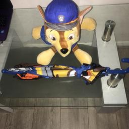 Paw Patrol toy can be carried on back
Paw Patrol umbrella
In good condition