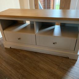 Next tv unit with drawers in oak and cream colour