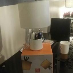 Lamp shade is white, Base is white & sliver. It is from Argos home range, Brand new Never been used boxed in originally box.