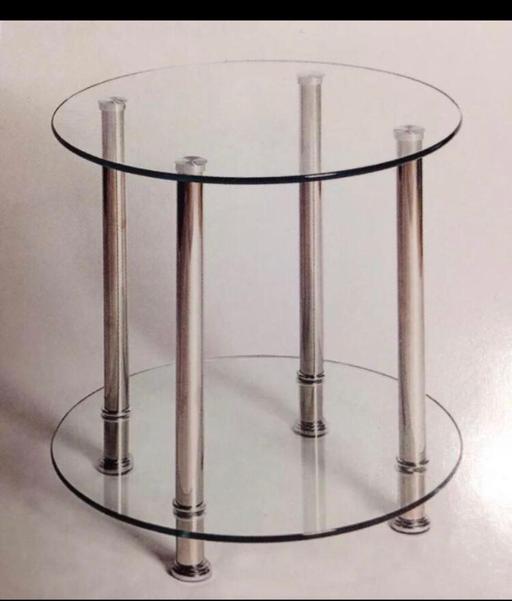 Buy & Sell Greater Manchester Oldham - Photos for 2 Shelf Round Clear Glass Lamp Table (New)