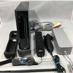 Nintendo wii Black for sale comes with load of different games 2 microphones remote control charger hardly been used its in a good condition no marks on it all wires are there doesn't come with a box offers are welcome