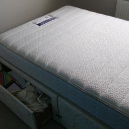 Excellent condition small double divan base with excellent silent night memory miracoil mattress. The base has 2 storage drawers.

unable to deliver