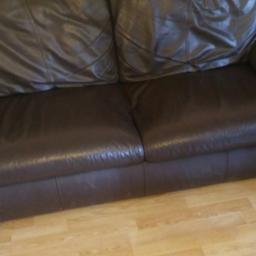 brown leather 2 seater sofa and chair reasonable condition free to anyone who wants it collection only