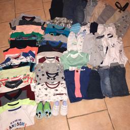 2 shoes
6 shorts
11 babygrows
17 T-shirt’s
11 long sleeved tops
9 pants (1 with braces)
1 Vest
2 sets of long sleeved dungarees 

Excellent condition. Smoke & pet free home. Collection Bebington.