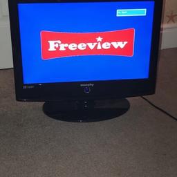 19” Murphy LCD tv, good condition apart from the sound fuzzes a bit but still works. Comes with remote. 
Built in freeview and hdmi cable.