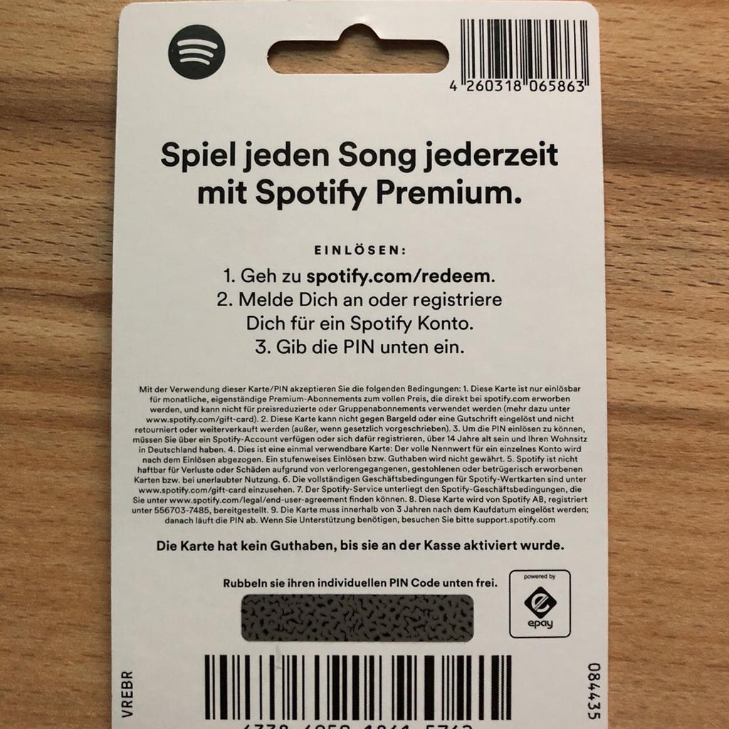 Spotify Premium Mit Code Spotify Premium Guthaben 30€ UNBENUTZT in 36304 Alsfeld für 25,00 € zum  Verkauf | Shpock DE