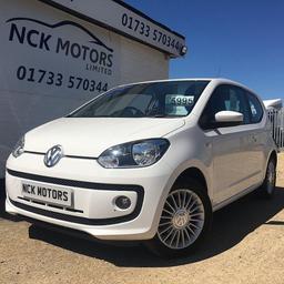 VOLKSWAGEN Up HIGH UP finished in White (Manual), 44,000 miles and only 1 previous owner from new.

Like all of our vehicles here at NCK Motors Ltd, this stunning car comes with 3 Years of Servicing for FREE, a comprehensive 3 month warranty, 12 months MOT, freshly serviced and FREE ANNUAL MOT FOR AS LONG AS YOU OWN IT!