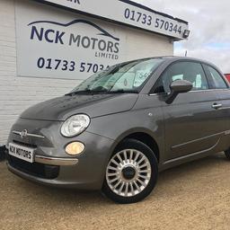 FIAT 500 LOUNGE finished in Grey (Manual), 22,000 miles and only 1 previous owner from new, complete with a Full Service History. £30/year Road Tax.

Like all of our vehicles here at NCK Motors Ltd, this stunning car comes with 3 Years of Servicing for FREE, a comprehensive 3 month warranty, 12 months MOT, freshly serviced and FREE ANNUAL MOT FOR AS LONG AS YOU OWN IT!