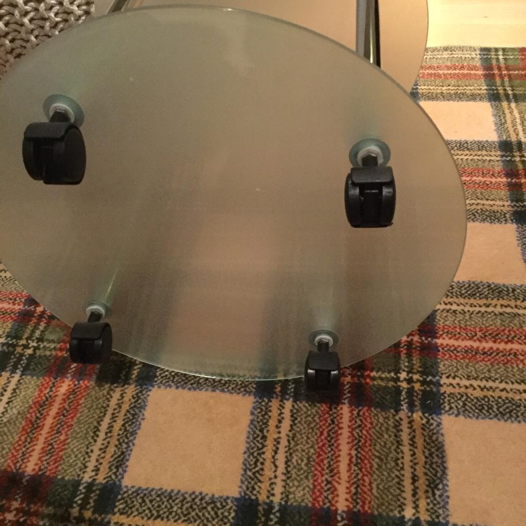 Glass side table on wheels in B62 Dudley for £14.99 for sale Shpock