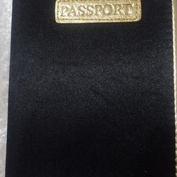 Passport Holder. Brand New.
Black satin with gold trim. Beautiful
