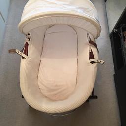 For sale

Beautiful Izzywotnot dark wicker Moses basket Which comes with matching stand

Mattress and mattress cover included as well as Moses basket blanket cover

Material is white in colour

Excellent condition and has been washed and Ironed

Collection only please