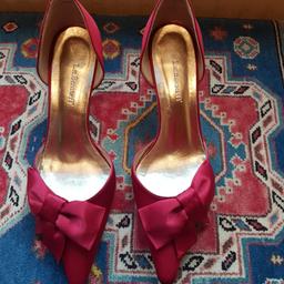medium heel, leather and satin, size 41