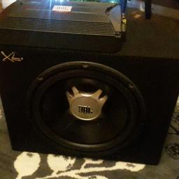 jbl car subwoofer and jbl amp both gt series 12 inch  mint condition can be seen working still in use in sealed box no rips or ware sounds great wanting bigger 50.00 ono