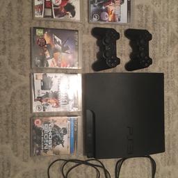 Sony PlayStation 3 160GB . Used but in very good condition. 
With PS3 u will get 
-5 games and 
-1 controller, 
-hdmi cable and power cable. 
Also U will get 2nd controller but it not work properly due to drop....
Collection only from Le36rf
Please no offers!