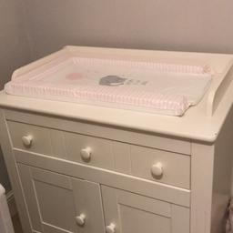 Beautiful changing unit. Cost £300 new. Very heavy piece of furniture so it will be dismantled. Contents not included. The changing mat on top hasn’t been used so you can have that if you want it. Collection only