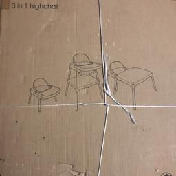 3 in 1 highchair
Brand new in carton 
Can serve as a table and chair, highchair or floor chair