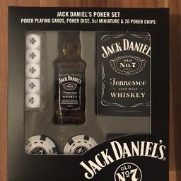 Poker Set mit Spielkarten, 20 Chips, 5 Würfeln und kleiner Jack Daniel‘s Flasche.

Es handelt sich um einen Privatverkauf - daher keine Garantie oder Rücknahme.