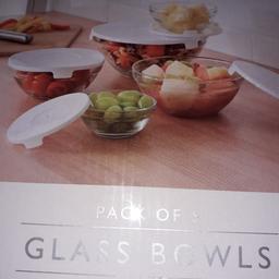 Have a pack of 5 Glass Bowls  with lids unused and unopened