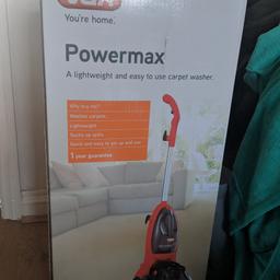 still in box, never used, brought but we unfortunately don't have carpet to use it on. 
Vax Powermax carpet washer 
VRS18W