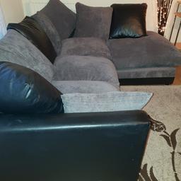 brown corner sofa with leather base. In Excellent condition. cushions included.
 Could be delivered if Local to Loughton.