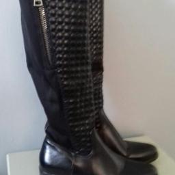 BLACK LEATHER BOOTS NEW SIZE 6 IN EXCELLENT CONDITION COLLECTION ONLY SHREWSBURY £10