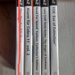 PS. 2. Spiele. FSK ab 12
Alarm für Cobra 11
Need for Speed Carbon: Collector`s Edition
Lara Croft Tomb Raider: The Angel of Darkness
EON: Eve of Extinction
je 3,50€