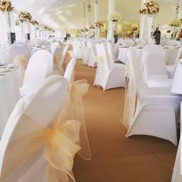 Hello we are R&T's Party Entertainment and we cater for any event or occasion. Are you having an event, we can cater to have your room looking like Wow. Why not hire our chair covers for only £1.00 yes I said it £1.00 "does that include the sashes" of course it does. Give your event the wow it needs. We arrive at your event, we put the chair covers on and and do your bows on the chairs for you. At the end of your event we take it down.Please note depending your location there may be a travel fee