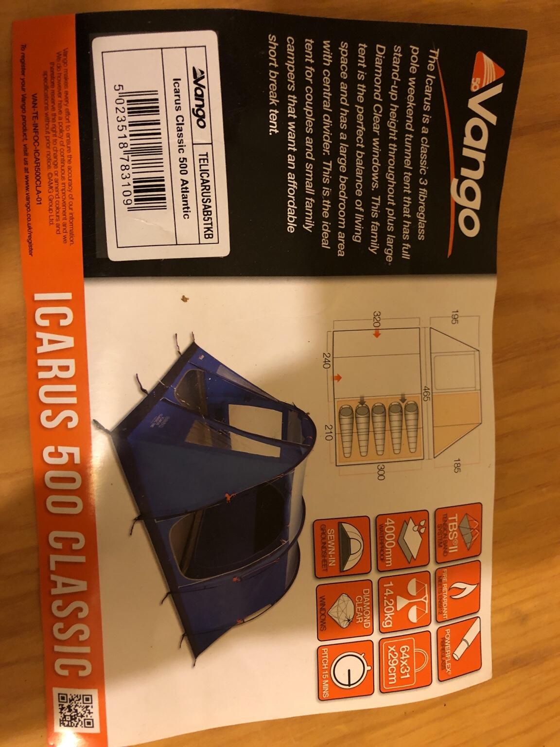 2 VANGO ICARUS 500 Tent Poles £20.00 - UK