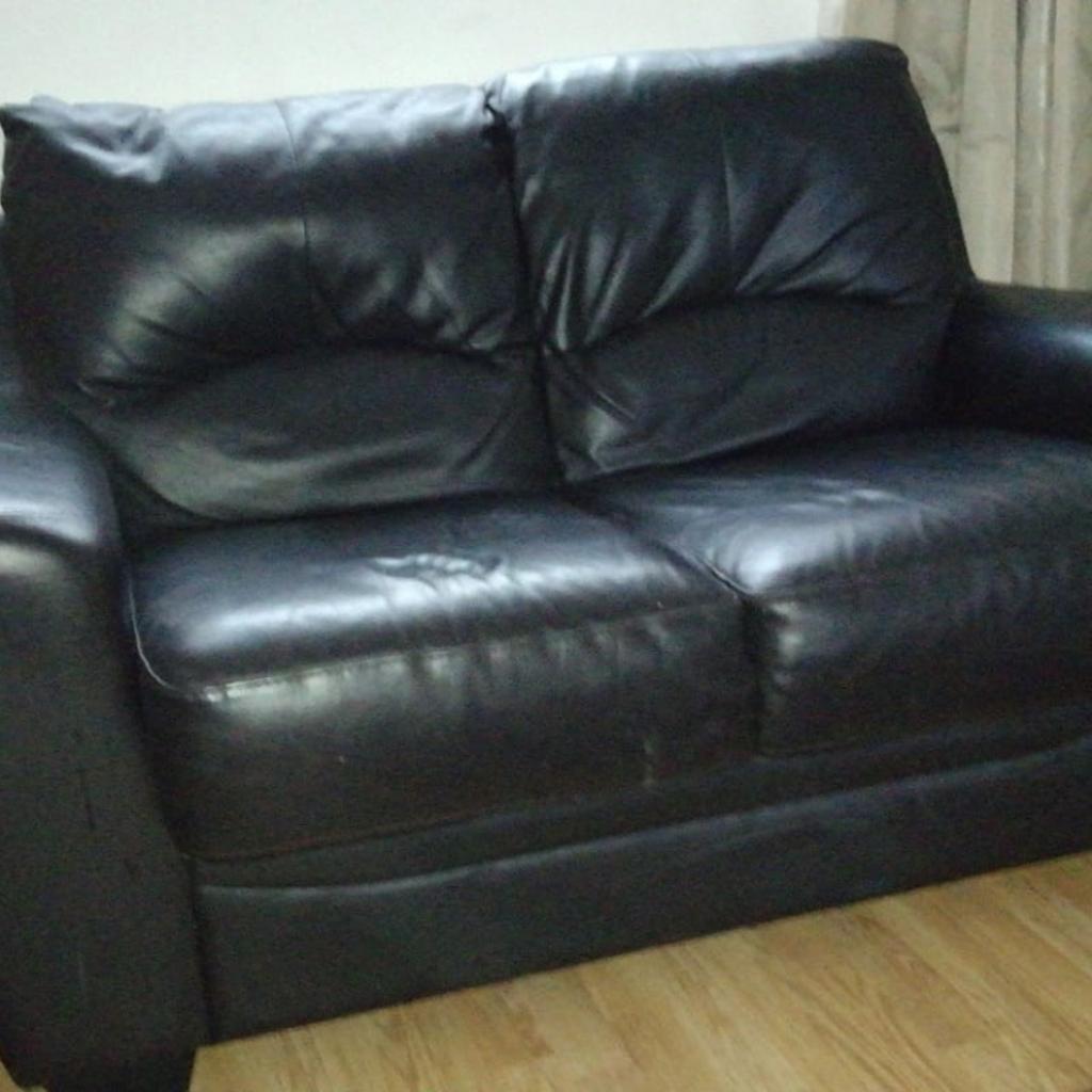 Three & Two Seater black leather Sofas in CT14 Dover for £250.00 for