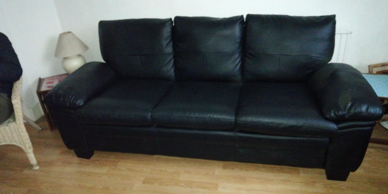 Three & Two Seater black leather Sofas in CT14 Dover for £250.00 for