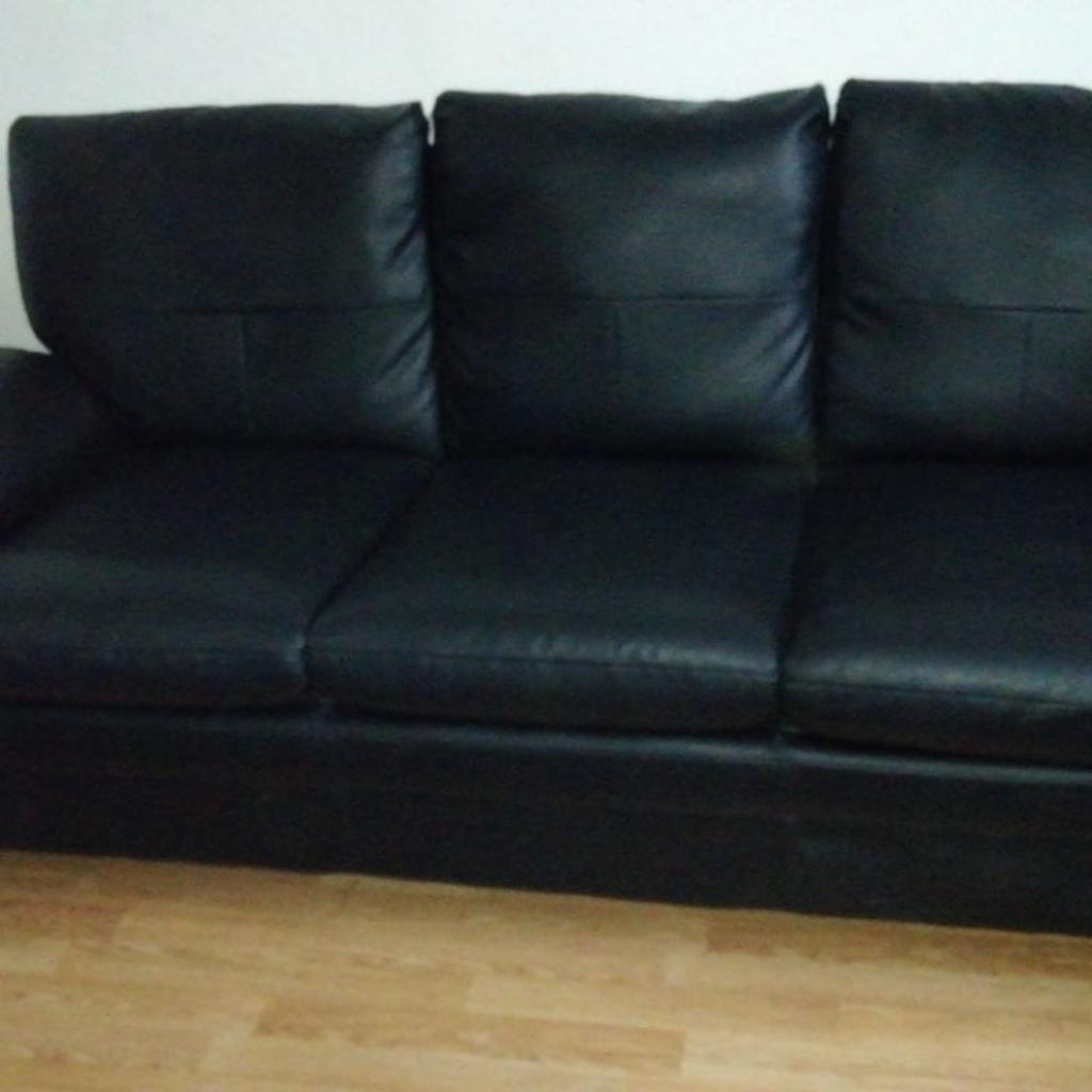 Three & Two Seater black leather Sofas in CT14 Dover for £250.00 for