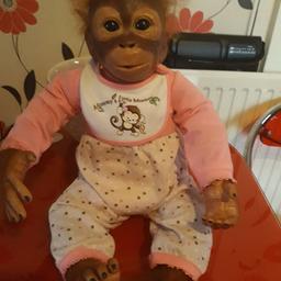 space baby monkey is robotic you put batteries in and when you get to hold two hand he grabs your finger and it is in excellent condition but there is no dummy and retail price £149.99 have a look for yourself on eBay them even deira will sell for £60 or nearest offer